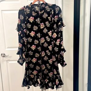 Need and Thread, black floral print dress. Size: 2. Color: black/pink floral.